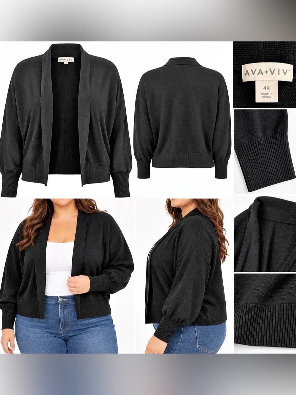 AVA & VIV Black Cardigan Size 4X